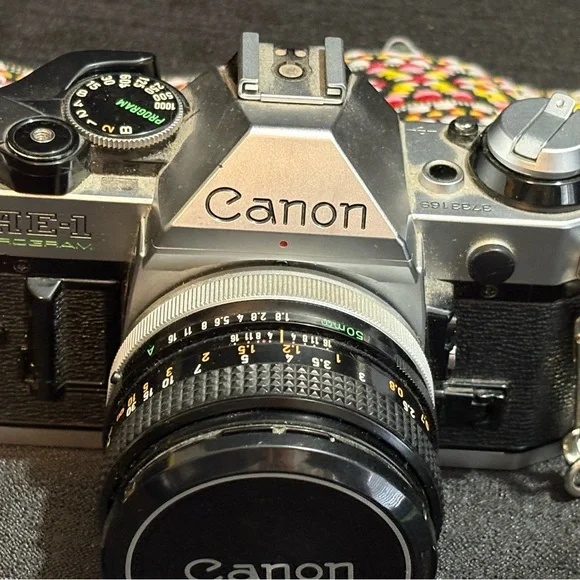 Canon AE-1 Program 35mm SLR Film Camera with 50mm Lens Kit, Tested and Working!